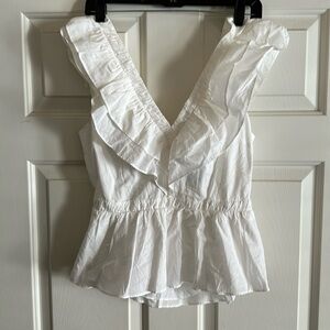 Express Ruffled Sleeveless Open Back Blouse